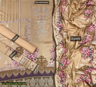 3 Pcs Unstitched Dhanak Printed Suit