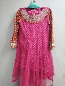 Maria B party wear clothing with tulip shalwar with soft net and embroidery size small