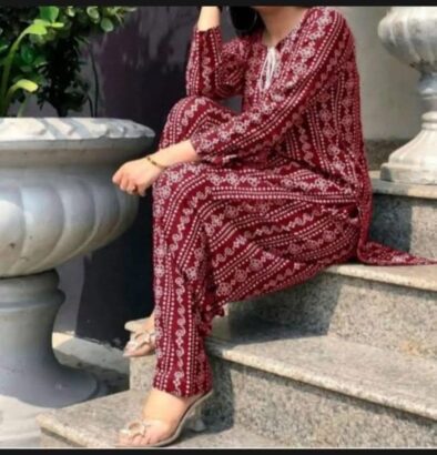 2 Piece Women’s Stitched Linen Printed Suit Free Home Delivery