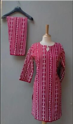 2 Piece Women’s Stitched Linen Printed Suit Free Home Delivery