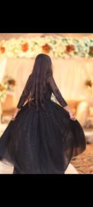 black fancy maxi full embroidered