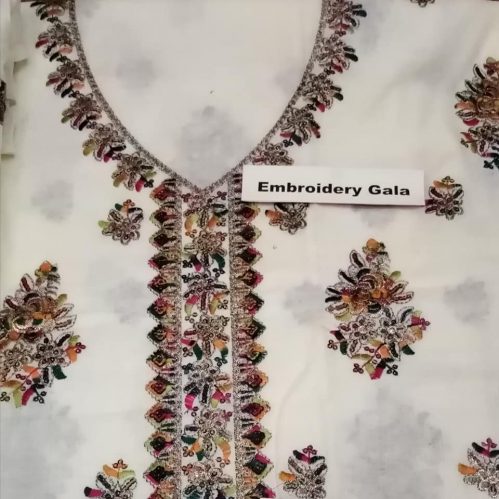 Lawn embroidery dress with pure bamber dupata