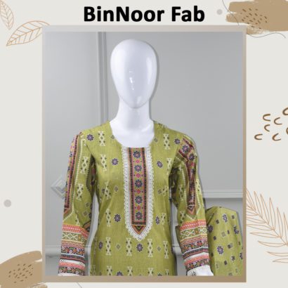 BinNoor Lawn 3Pc Vol #2 , Shirt ,lawn Duppata, Trouser(Airjet Kinara)