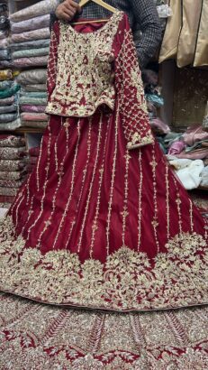 Beautiful Bridal Dress (fresh red maroon) pearl work