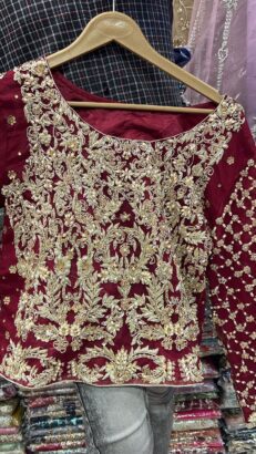 Beautiful Bridal Dress (fresh red maroon) pearl work