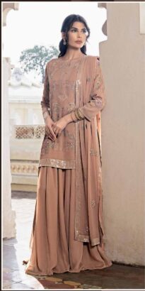 3 PC Embroidered Sharara Set