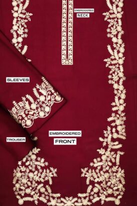 2 Pcs Womens Unstitched Dhanak Embroidered Suit