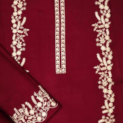 2 Pcs Womens Unstitched Dhanak Embroidered Suit