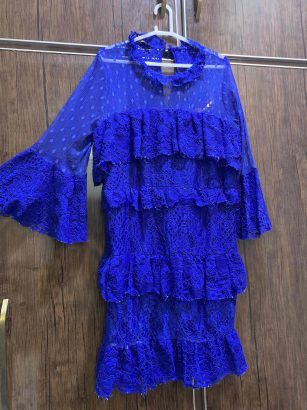 Blue net mid length dress/ top / shirt