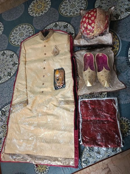 Sherwani Ivory Jamawar Complete Package Excellent Quality Sherwani For Groom Barat